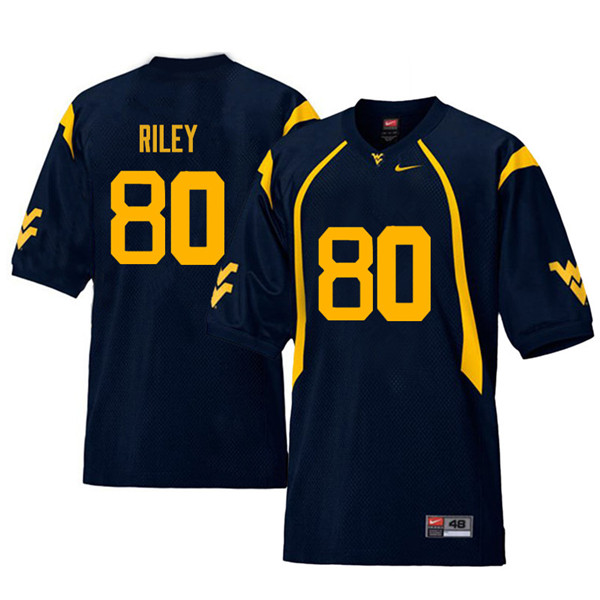 NCAA Men's Chase Riley West Virginia Mountaineers Navy #80 Nike Stitched Football College Retro Authentic Jersey JL23X43GD